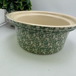 Robinson Ransbottom Green Spongeware Bowl Crock Roseville Ohio RRP